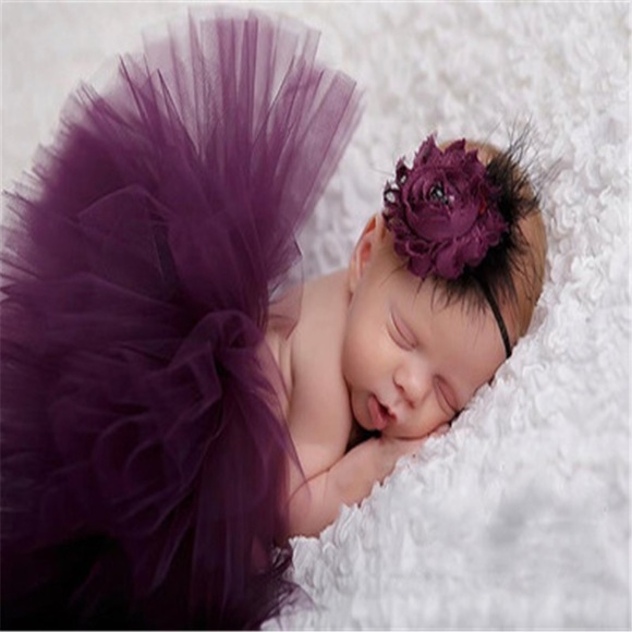 Other - Newborn Baby Purple Tutu and Headband Photography Prop